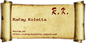 Rafay Koletta névjegykártya